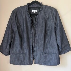 DRESSBARN Blue Open Front “Jean Jacket “ Lined Blazer Jacket XL